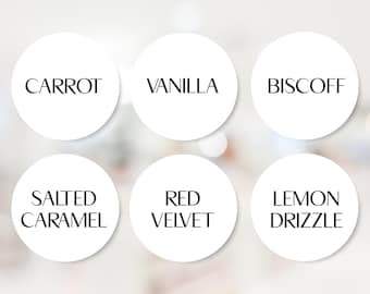 Printed Cake Flavour Stickers for Cake Sample boxes