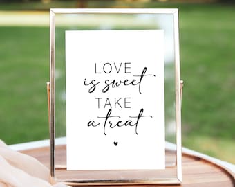 Printed Love Is Sweet, Take a Treat Wedding Favour Sign