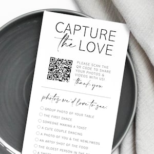 Gedruckt Ich spioniere Hochzeitsfoto-Spiel - Erfasse das Liebes-Pic Schnitzeljagd-Spiel - QR-Code Hochzeitsfotokarten - Personalisiertes Hochzeitsspiel