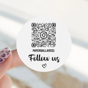 Business QR Code Follow Us Stickers - 37mm