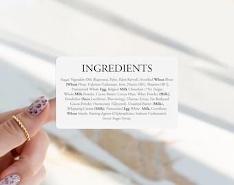 Etiquetas de ingredientes impresas a medida - Pegatinas personalizadas de alérgenos/alergias para empresas
