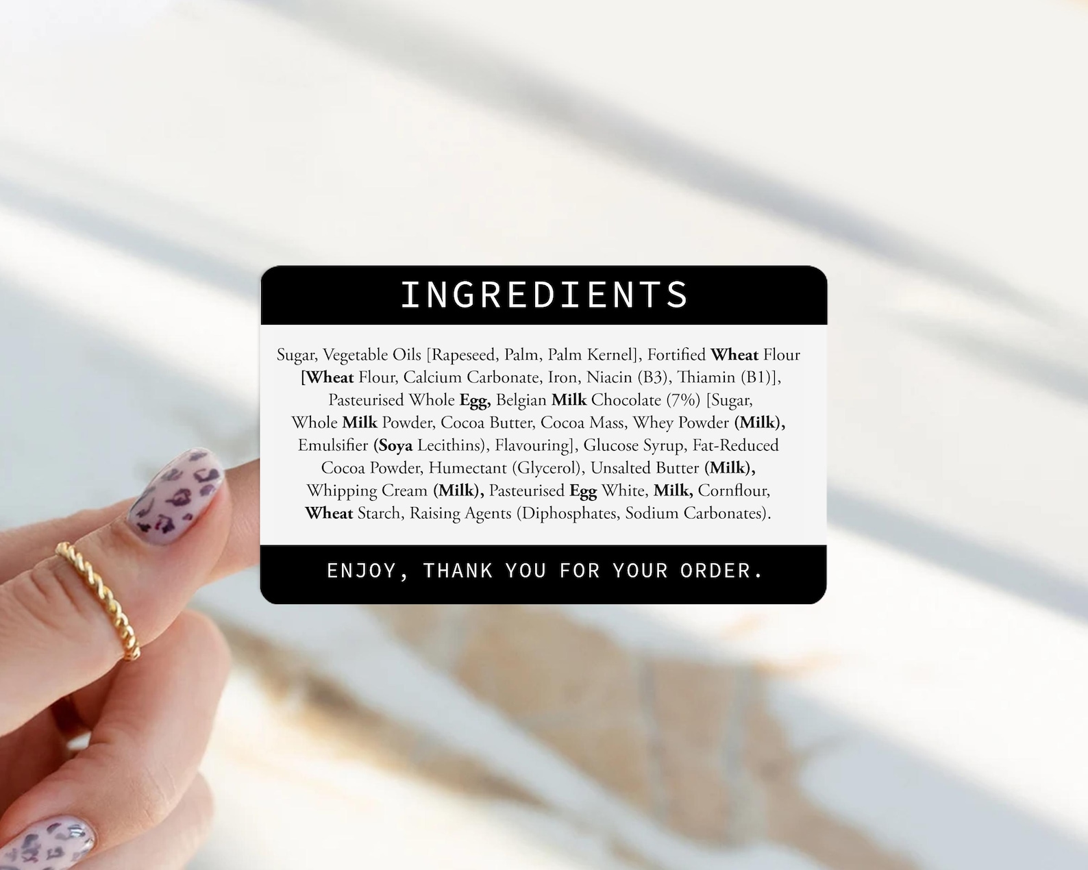 Printed Ingredients Stickers - Custom Ingredients List - Personalised ...