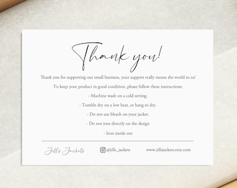 Custom Wording Thank You, Care Card, Washing Instructions, Discount Code, Business Cards. A6 Postcard Size. Printed Business Cards.