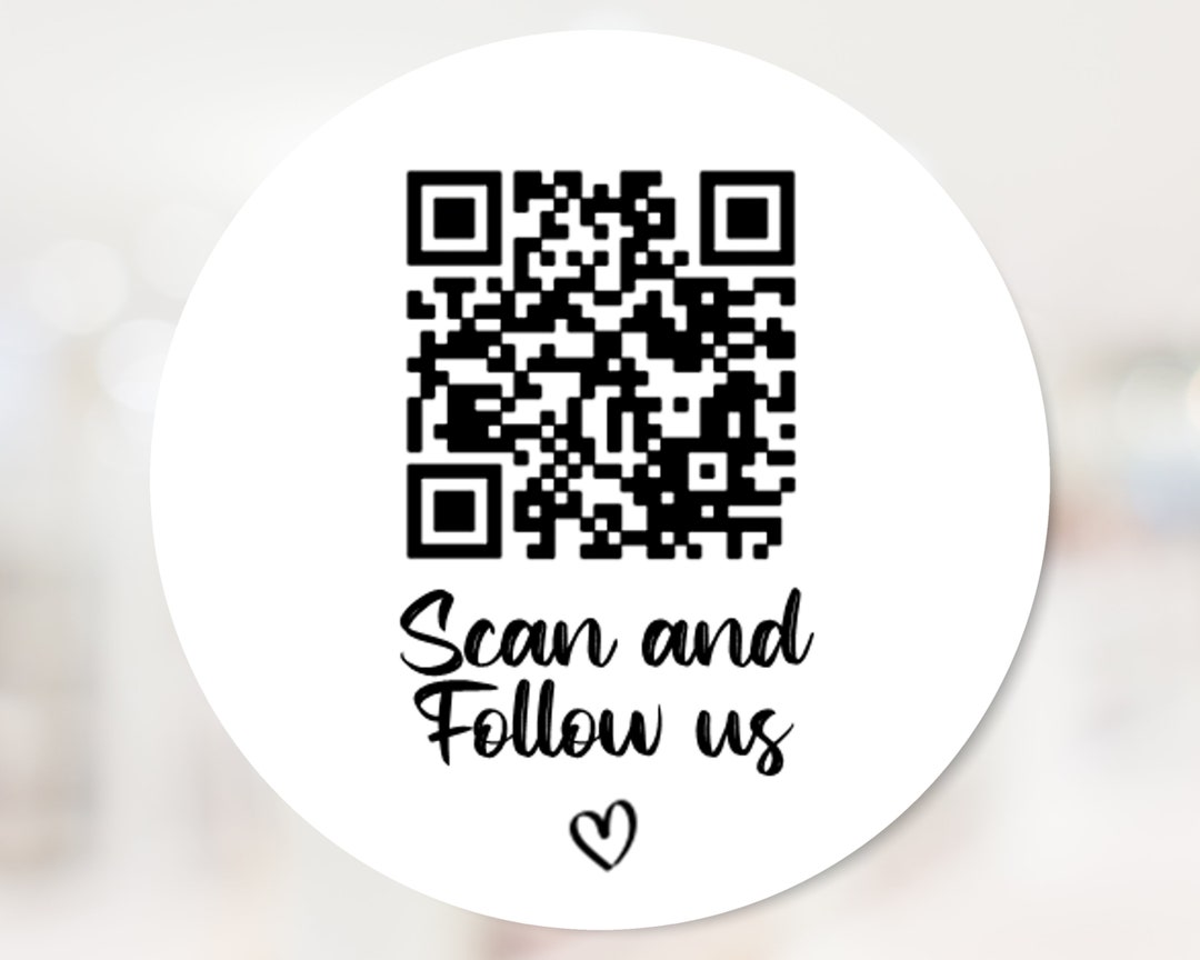 Business QR Code Stickers - Scan and Follow Us Stickers With QR Code ...