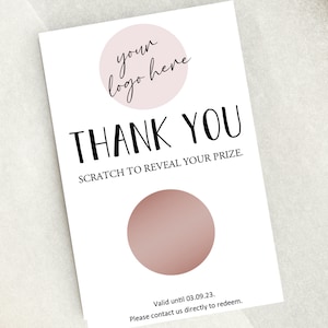 Thank You Business Scratch Cards - Business Logo Scratch Off Cards - Personalised Thank You Business Favours - Christmas Customer Gift