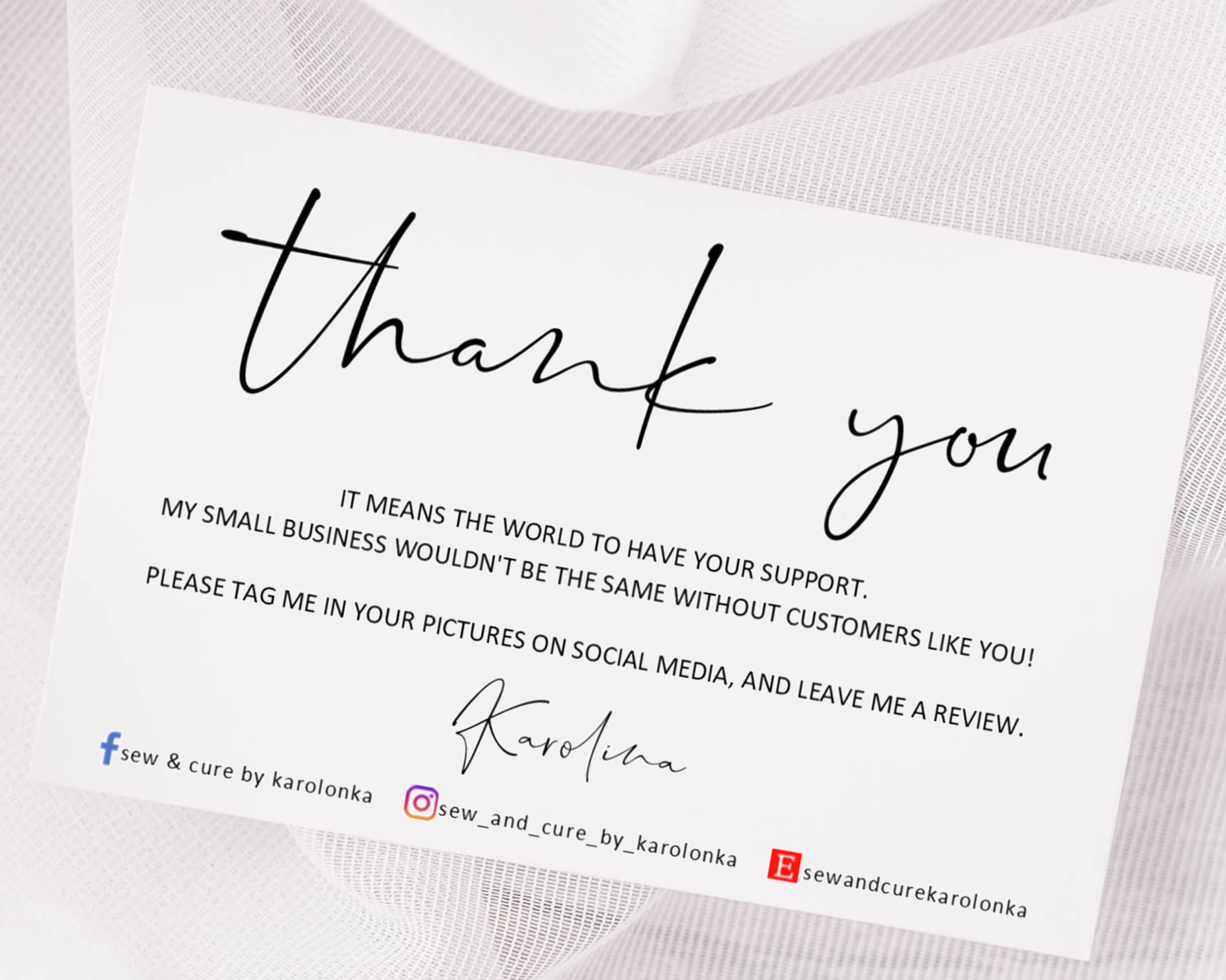 Thank You Cards for Small Businesses Personalised Thank You Slip