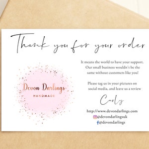 Personalised Thank You For Your Order Cards - Custom Printed Business Cards With Logo - Snap Tag Share Cards - Small Business Cards