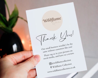 Thank You Business Cards - A6 Small Business Thank You Business Cards - Branded Logo Thank You Cards