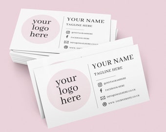 Custom Business Cards, designed and printed with your business logo, social media and information on.