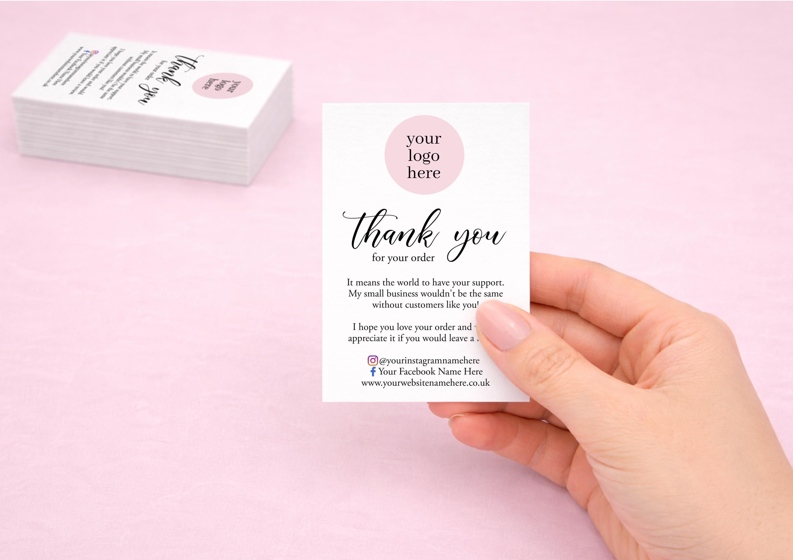 Printed Thank You for your order Business Cards - Personalised and 