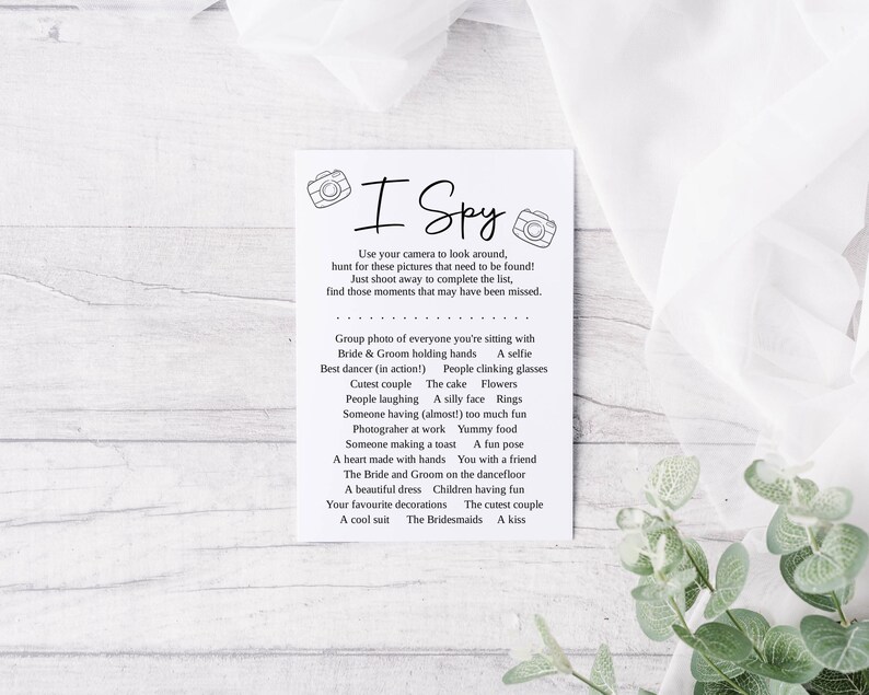 I Spy Game for Weddings Eye Spy Disposable Camera Game Etsy