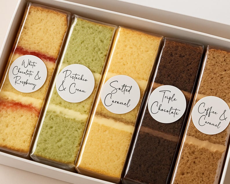 Personalised Cake Flavor Stickers: Bakery Packaging Labels, 37mm Circle ...