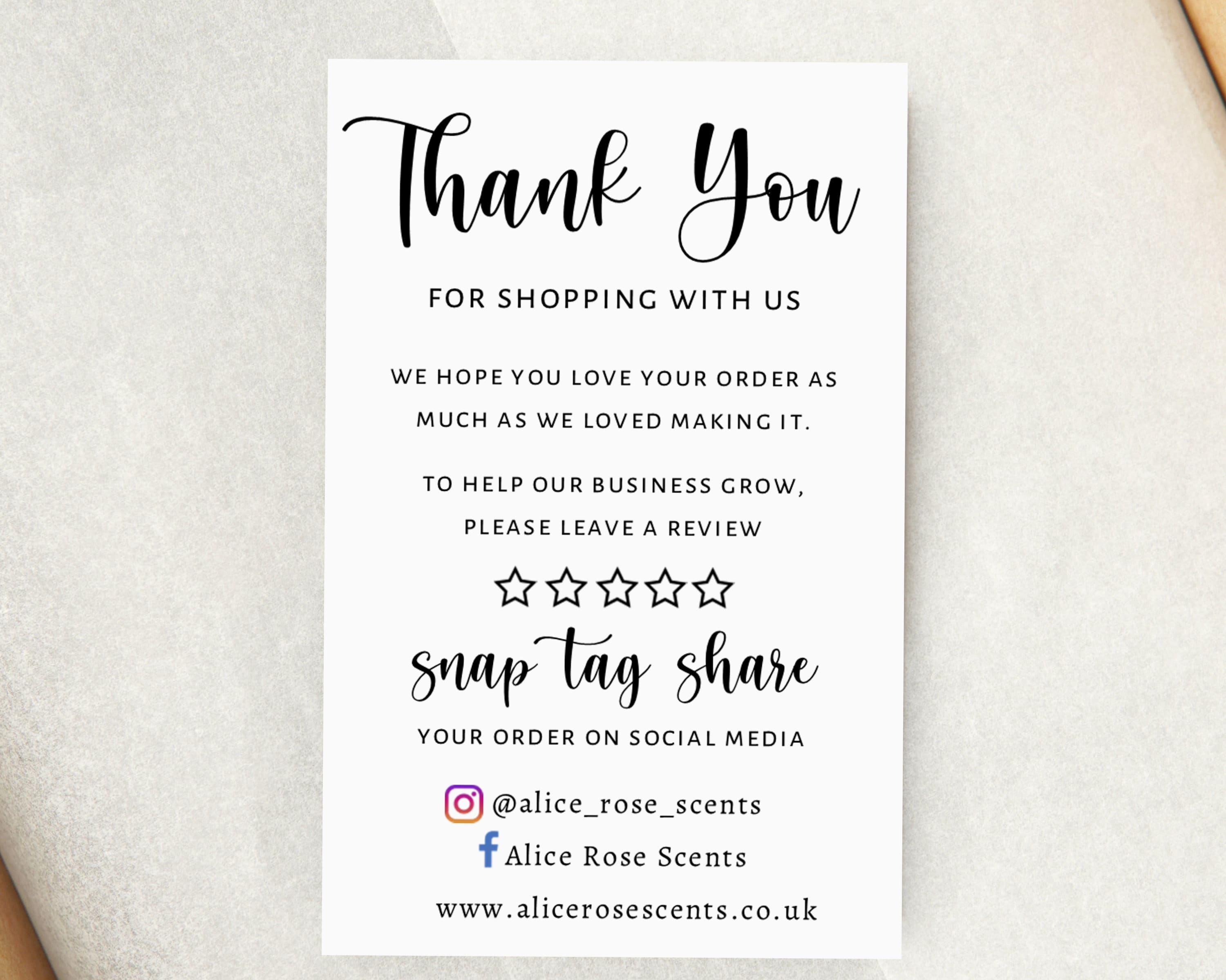 Thank You for Your Order Cards Please Leave a Review Card Etsy UK