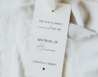 Reserved Seat Tags for Wedding Ceremony Chairs. Personalised and Printed.