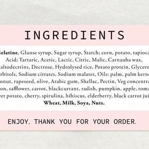 Printed Ingredients Stickers - Custom Ingredients List - Personalised ...