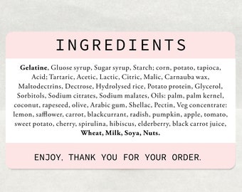 Personalised Ingredient Stickers - Custom Printed Allergen Stickers - Bakers Labels - Printed Ingredients List