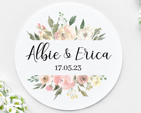 Blush Pink Wedding Stickers Light Pink Floral Wreath Sticker for Wedding  Favours, Invitations, Sweet Bags and More Blush Pink Labels 