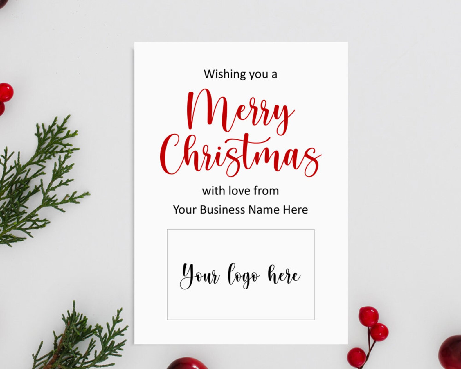 Business Logo Business Name Merry Christmas Greeting Card for | Etsy