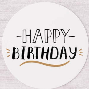 Happy Birthday Labels- Happy Birthday Stickers - Black and Gold HBD Stickers - Business Product Stickers- Gift Favour Stickers