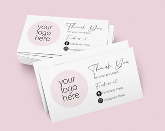 Personalised Business Cards, printed with your logo on and social media information. Thank you for your purchase cards.