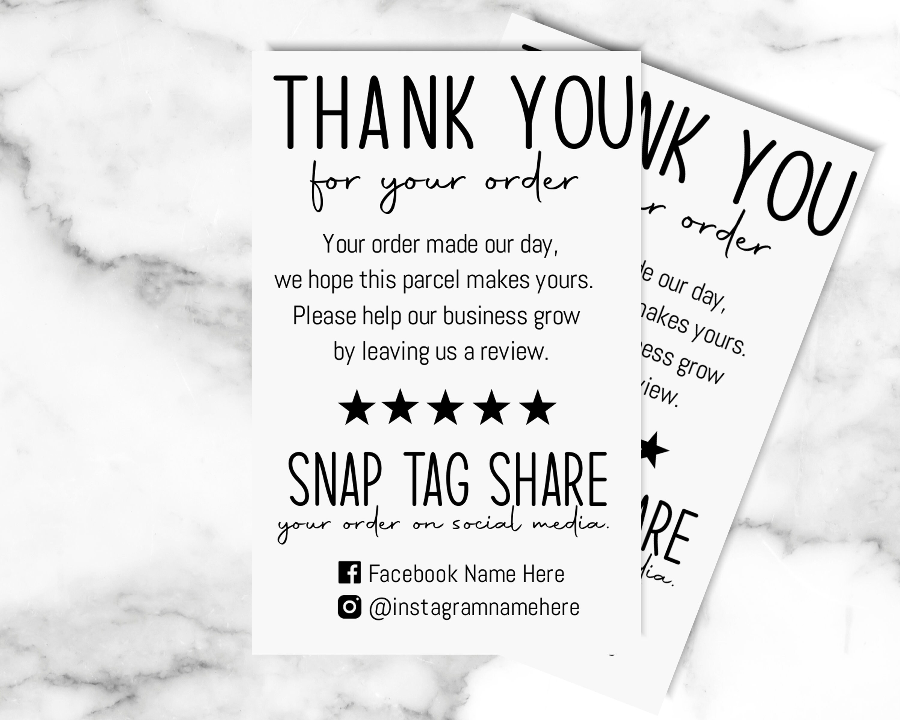 Digital Thank You for Your Order Cards Please Leave a Review - Etsy