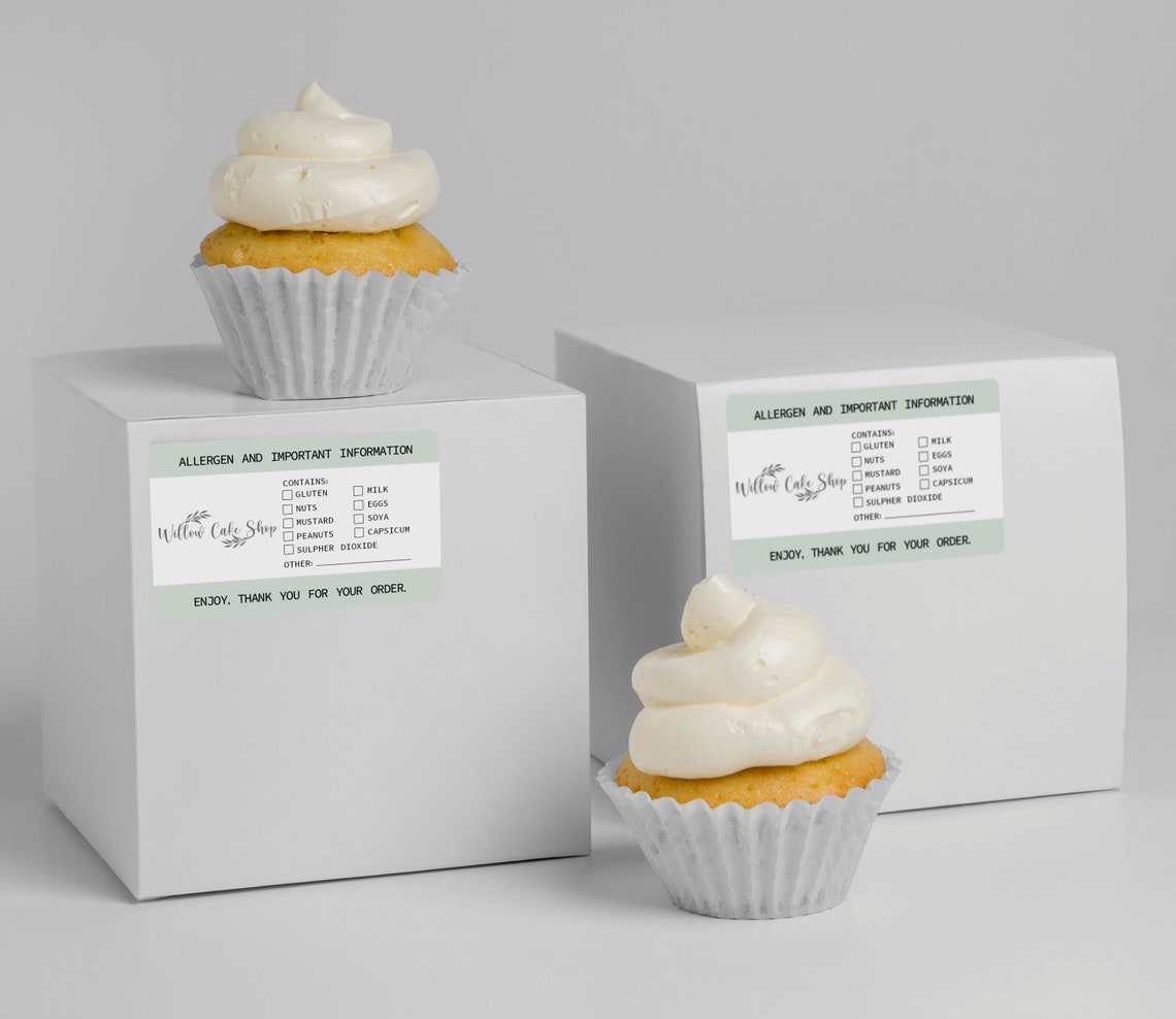 Personaised Allergen Stickers for Cakes Allergy Information Etsy