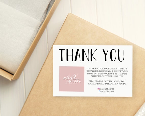 100 Dankeskarten 5,1x8,9cm – Minimalistisches Design Für Kleine Unternehmen, Kunden-Dank, Bestellbeilage