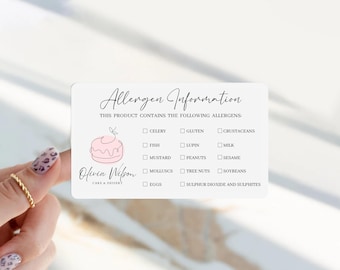 Personalised Allergen Stickers: Bakery Food Allergy Warning Labels