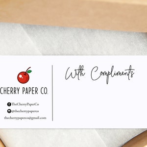 Personalisierte Business Logo Compliment Slips, Logo Dankeschöns, benutzerdefiniertes Compliment Paper, Business Verpackungszettel