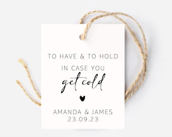 Blanket Favour Tags for Winter Weddings - Labels for Favors