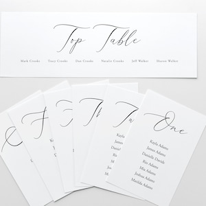 Moderne minimalistische Hochzeitstischplan-Karten - Schwarzweißer Tischplan - Eleganter Sitzplan für die Hochzeit - Individuelle Tischkarte