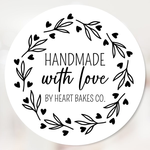 Handmade with Love Stickers - Personalised Thank You For Your Order Labels for Small Businesses