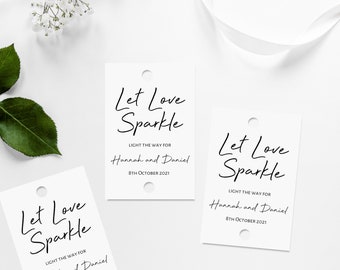 Personalized Wedding Sparkler Send Off Tags, Let Love Sparkle