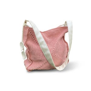 Pink gehäkelte Alltagstasche mit Lederband