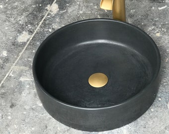 Charcoal Round Vessel Bowl Concrete Bathroom Sink Wash Basin