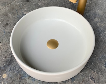Weiße runde Betongefäß Badezimmer Sink Schüssel Waschbecken