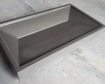 Concrete Bathroom Vessel Sink rectangle slot drain Ramp Sink Dark Gray