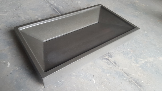 Concrete Bathroom Vessel Sink rectangle slot drain Ramp Sink Dark Gray