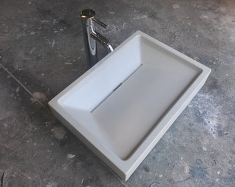 Small Concrete Slot drain Ramp Sink Bathroom Vessel Basin