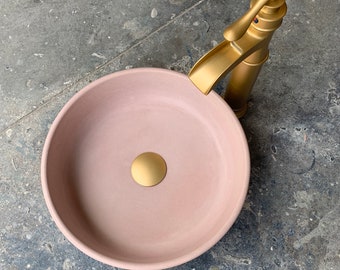 Small Pink Concrete Sink Bowl Vessel Tiny Bathroom Wash Basin