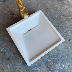 White Concrete Slot Drain Ramp Sink Bathroom Vessel Wash Basin