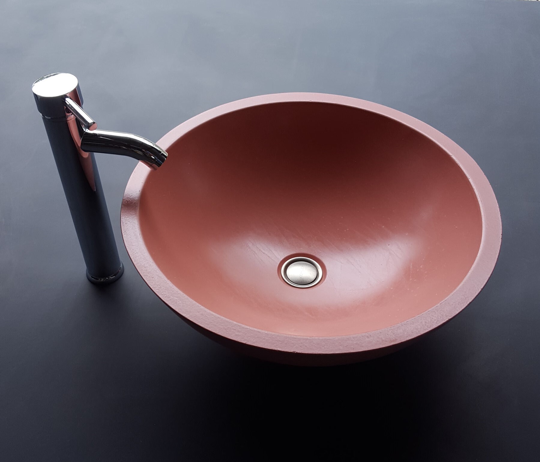 Pink concrete vessel sink, bowl sink pink sink basin