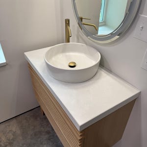 White Round Concrete Vessel Bathroom Sink Bowl Wash Basin