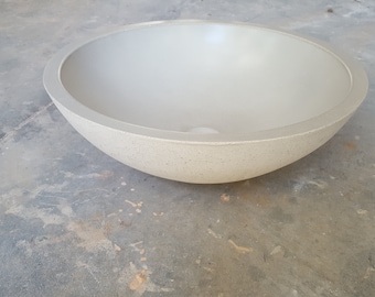 Concrete Vessel Sink, Light Gray, Vessel Sink, Round bowl Vessel
