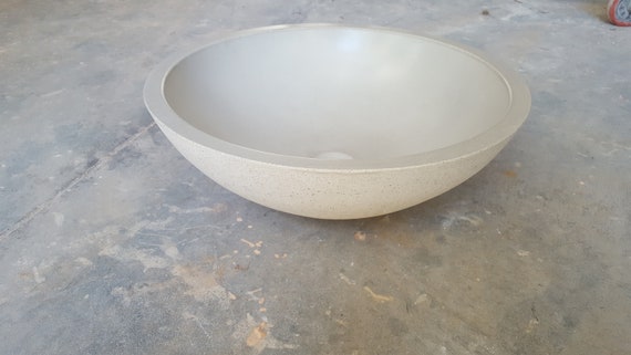 Concrete Vessel Sink, Light Gray, Vessel Sink, Round bowl Vessel