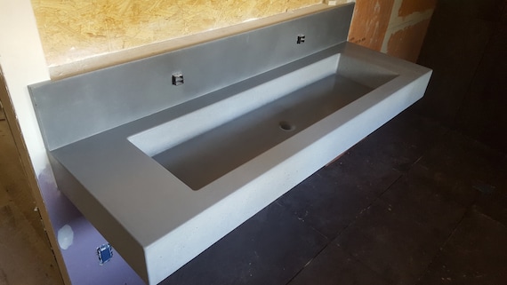 24 Industrial Concrete Floating Bathroom Sink Wall-Mount with