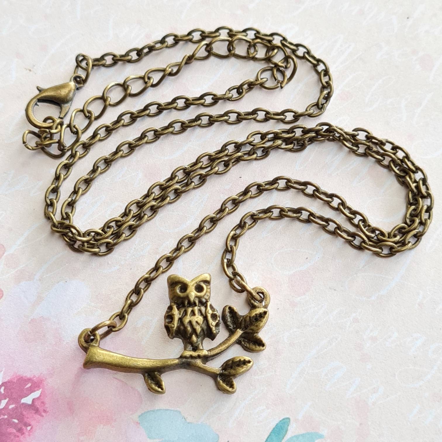 Bronze Owl Necklace: Small Bird Pendant