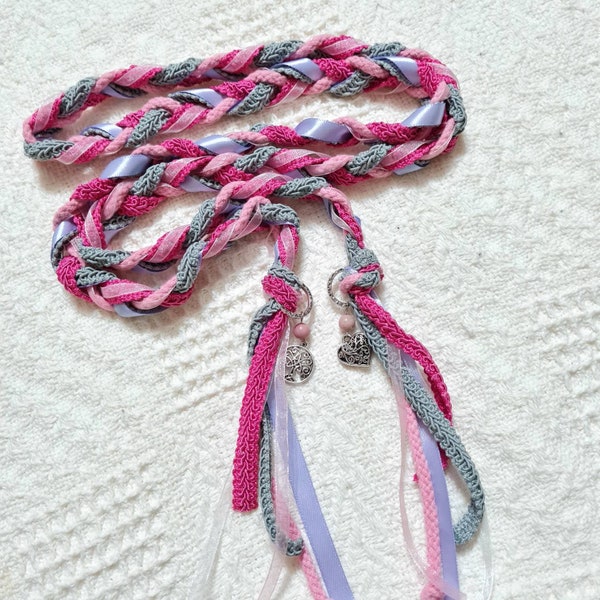 Handfasting Cord 5ft, Wedding Unity Ribbon, Braided Cord Pink, Celtic Tradition, Pagan Wedding, Hand Binding Rope, Princess Wedding Cord