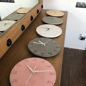 Reloj de pared de hormigón moderno ucraniano, decoración del hogar de hormigón gris, reloj de cemento, mecanismo silencioso/sin tictac