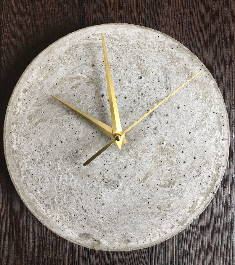 Modern Concrete Wall Clock Gray Concrete Home Decor Cement Etsy